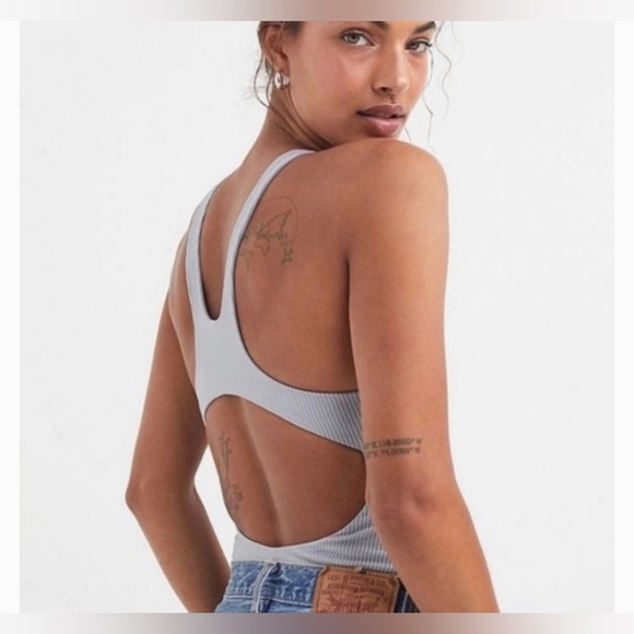 NWT For Love & Lemons Rib Keyhole Bodysuit gray size small - Picture 2 of 7
